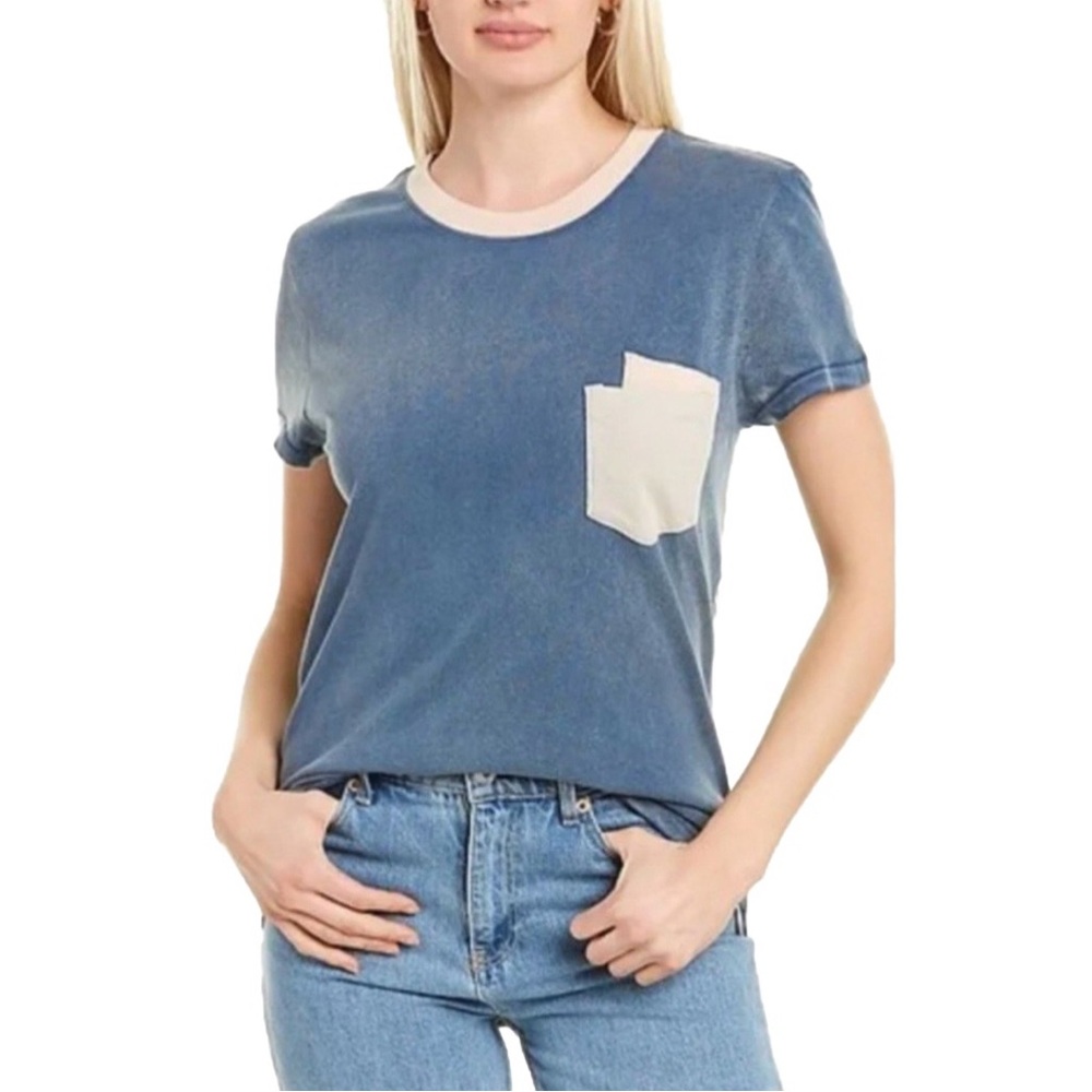 Current Elliott Double Pocketed Women’s Blue Cotton Short Sleeve Tee Size XS